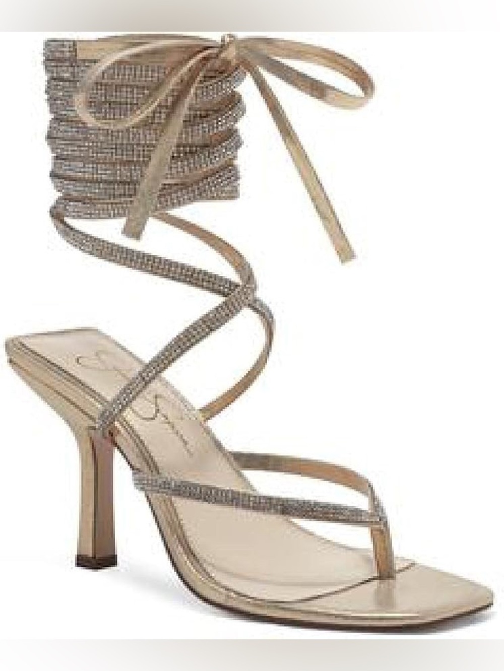 Jessica Simpson Gold Rhinestone Lace-Up Heels
